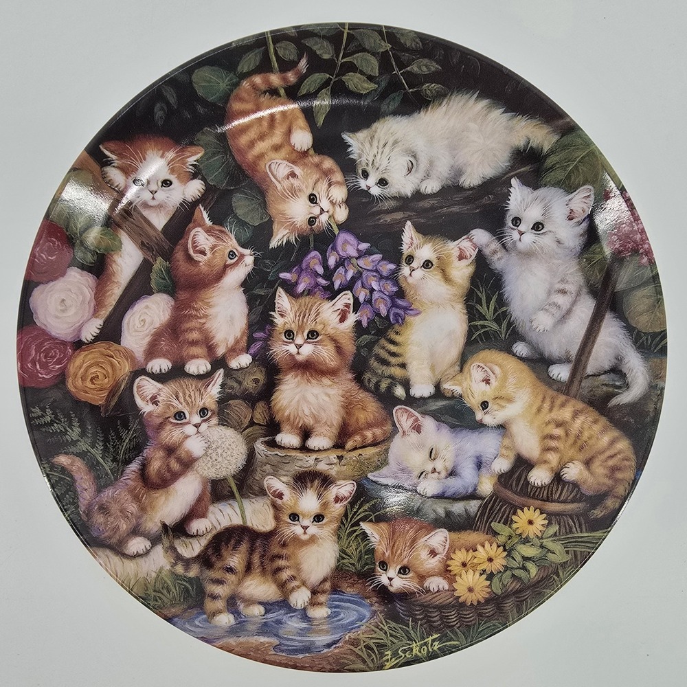 Vtg Bradford Exchange "Cheerful Finale" Kitten Plate Jurgen Scholz 9.25" Cat '97